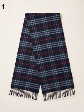 Authentic Burberry Plaid Fringed Scarf - Classic Winter Accessory